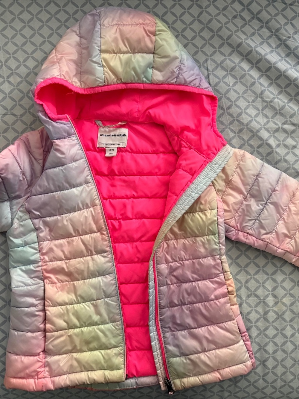 Rainbow light puffer coat kids